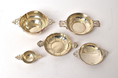 Lot 455 - Five twin handled silver dishes