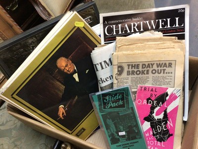 Lot 602 - Group of LP's to include Winston Churchill's speeches and funeral, Princess Margaret's wedding and others similar, together with royal commerative newspapers