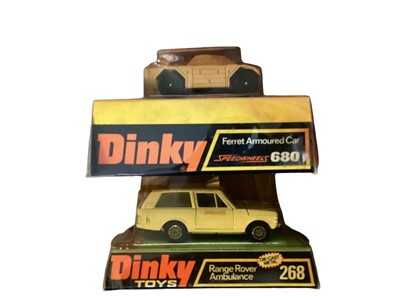 Lot 146 - Dinky boxed selection including 268 Ambulance 272 Police Accident Unit, Battle of Britain Junkers Stuka 721, Land Rover Bomb Disposal 604 plus others (1 box)