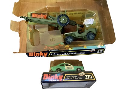 Lot 146 - Dinky boxed selection including 268 Ambulance 272 Police Accident Unit, Battle of Britain Junkers Stuka 721, Land Rover Bomb Disposal 604 plus others (1 box)