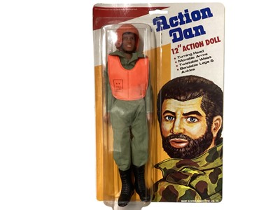 Lot 156 - Made in Hong Kong Action Dan (c1980's) 12" Action Doll, on card with bubblepack No.15 (x2), plus one other No.121 (3)