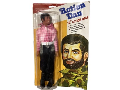 Lot 156 - Made in Hong Kong Action Dan (c1980's) 12" Action Doll, on card with bubblepack No.15 (x2), plus one other No.121 (3)