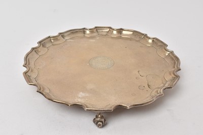 Lot 515 - Silver salver with pie crust