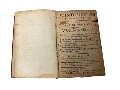 Lot 1669 - H. Robinson - Scholae Wintoniensis Latin Phrases Grammar Winchester College Linguistics, 1669