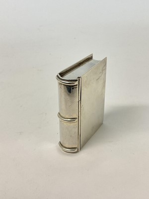 Lot 95 - Contemporary silver stamp box in the form of a book