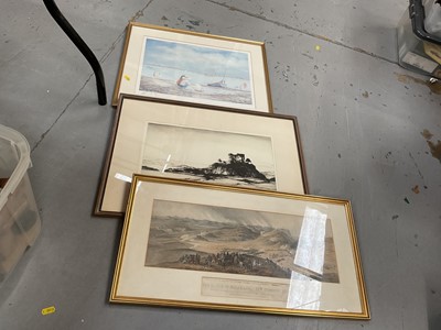 Lot 422 - Victorian chromolithic print, dry point engraving and a signed print (3).