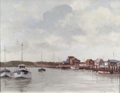 Lot 3 - Roy Perry RI (British 1935-1993) oil on board 'River Blyth at Walberswick'