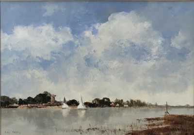 Lot 1 - Roy Perry RI (British 1935-1993) watercolour and gouache 'Breydon Water', signed, 32cm x 47cm, in glazed frame