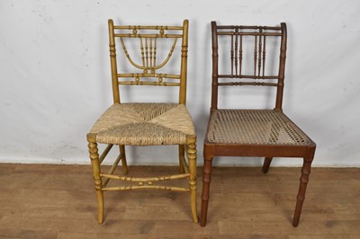 Lot 1536 - Two 19th century painted faux bamboo side chairs