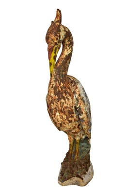 Lot 1541 - Cast iron Victorian heron garden ornament