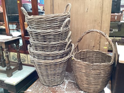 Lot 1260 - Five matching wicker baskets and one other basket