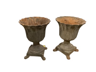 Lot 1417 - Pair Victorian cast iron urns