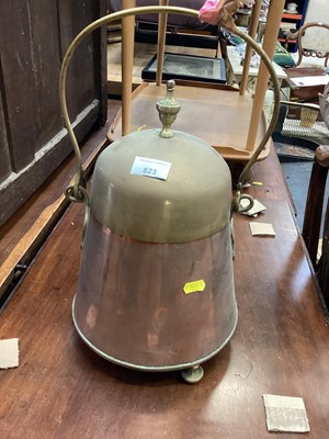 Lot 823 - Old brass and copper pot with lid