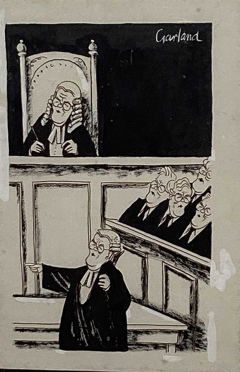 Lot 50 - Nicholas Garland (b.1935) pen, ink and bodycolour cartoon, Douglas Heard, signed, 34cm x 23cm, in glazed frame