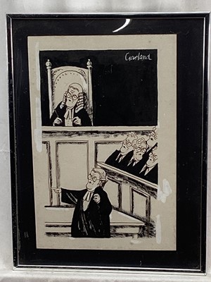 Lot 50 - Nicholas Garland (b.1935) pen, ink and bodycolour cartoon, Douglas Heard, signed, 34cm x 23cm, in glazed frame