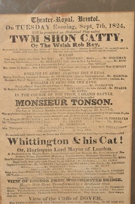 Lot 93 - 19th century Sadlers Wells theatre poster and another for Theatre Royal, Bristol