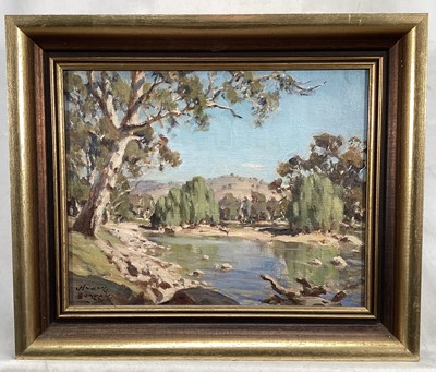 Lot 145 - Howard Barrow, oil on board, Australian landscape, signed