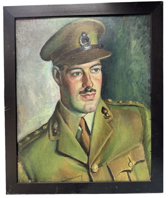 Lot 16 - Nisbet, possibly Tom Nisbet (1909-2001) oil on board - Portrait of an Officer, signed, 60cm x 48cm, framed