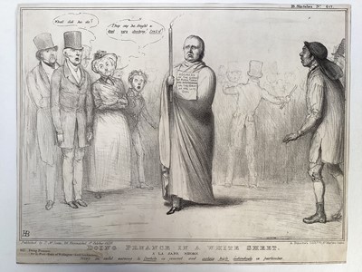 Lot 94 - Group of nine 19th century political cartoon lithographs published by McLean to include: Doing Penance, Who's to have the Stick, A Row in the Play Ground, The Rival Quixotes and others, unframed...