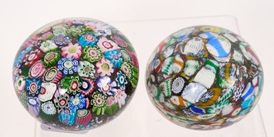 Lot 223 - 19th century scrambled millefiori glass paperweight, probably Clichy