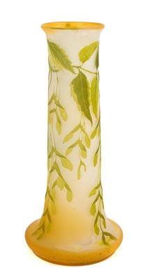 Lot 221 - Emile Gallé acid-etched cameo glass vase decorated with a sycamore tree