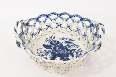 Lot 236 - Worcester blue and white Pinecone pattern basket, circa 1775