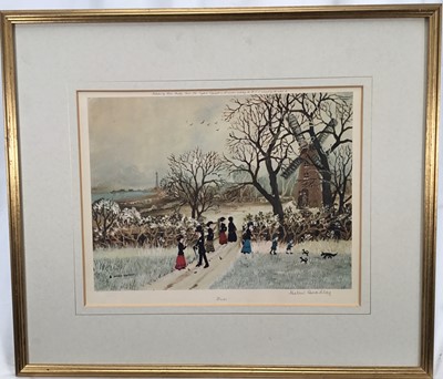 Lot 143 - Helen Bradley (1900-1979) signed print - "Winter", with blindstamp, 25cm x 32cm, in gilt frame