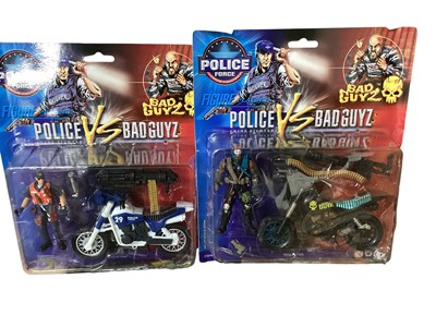 Lot 239 - Chap Mei Police v Badguyz & Fire Squad, plus other Police, Fire & Rescue action figures (qty)
