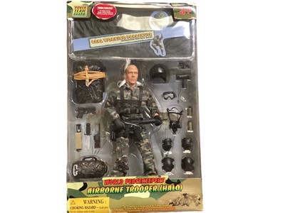 Lot 240 - Power Team World Peacekeepers 12" action figures, Combat Tank, Humvee & accessories including Cannons, all boxed (qty)