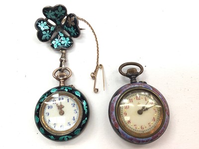 Lot 1132 - Two vintage enamelled fob watches