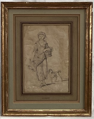 Lot 175 - Two 18th century works on paper, both in glazed frames