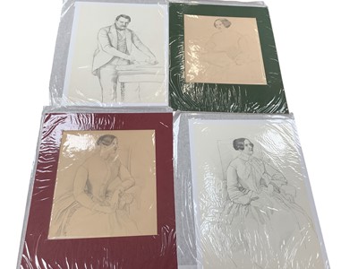 Lot 181 - Group of mid 19th century German pencil portraits studies, 32 x 23cm and smaller, two mounted. (8)