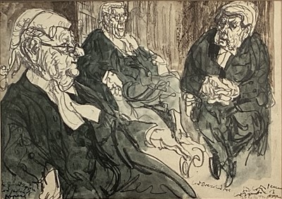 Lot 183 - Felix Topolski (1907-1989) group of five prints, The Law Courts, Lord Mayor, Gray's Inn and others, each in glazed gilt frame