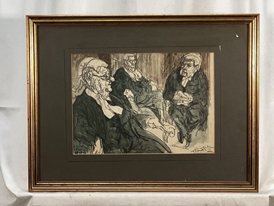 Lot 183 - Felix Topolski (1907-1989) group of five prints, The Law Courts, Lord Mayor, Gray's Inn and others, each in glazed gilt frame