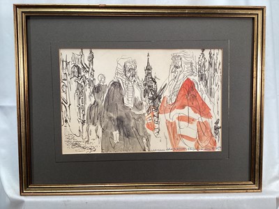 Lot 183 - Felix Topolski (1907-1989) group of five prints, The Law Courts, Lord Mayor, Gray's Inn and others, each in glazed gilt frame