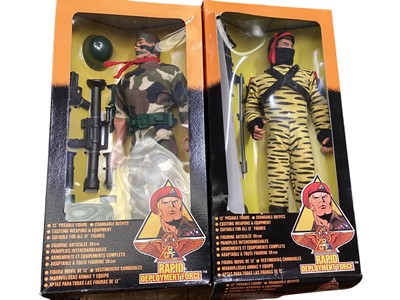 Lot 226 - In Time Products Co Ltd (c1992) Rapid Deployment Force 12" action figures Marine, Night Paratrooper, Airbourne Ranger, Para Ninja & Skull, boxed, plus accessories on card (1 box)