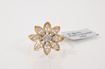 Lot 186 - 9ct gold diamond lotus flower ring