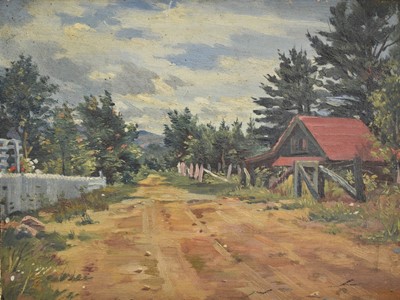 Lot 1396 - George Farais (Canadian) pair of oils on board - "Road to Long Lake, Quebec" and "Long Lake Shore"