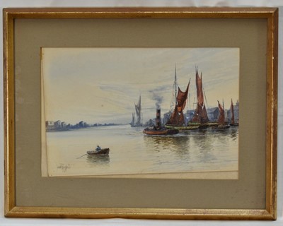 Lot 1436 - John Wentworth Russell (Canadian, 1879-1959) watercolour - Canadian Port, signed, 19cm x 29cm, in glazed gilt frame