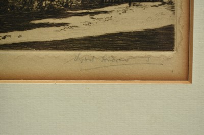 Lot 1398 - *Sybil Andrews (1898-1992) signed etching - Norwich Cathedral East End, 24.5cm x 16cm, in glazed frame