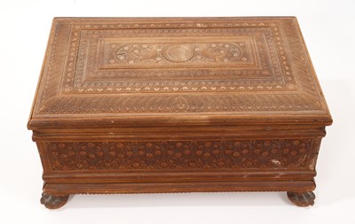 Lot 1110 - 19th century Indian carved sandalwood box