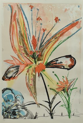 Lot 1382 - Salvador Dali lithograph - Fleurs, numbered 67 from an edition of 200, signed to plate, 57cm x 38cm, in glazed frame