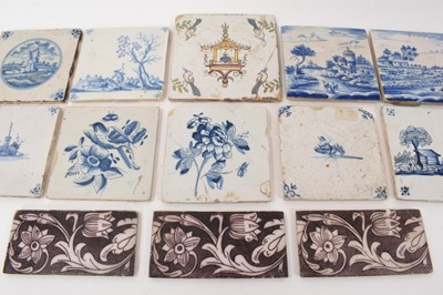 Lot 250 - Collection of mostly 18th century Delft tiles