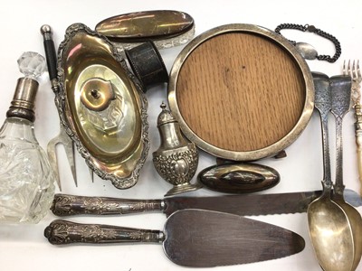 Lot 1119 - Collection of silver including desk stand, cutlery, dressing table items etc