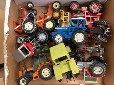 Lot 179 - Selection of boxed & unboxed diecast & plastic models Farm Machinery & Construction, Britains Tractors etc. (6 boxes)