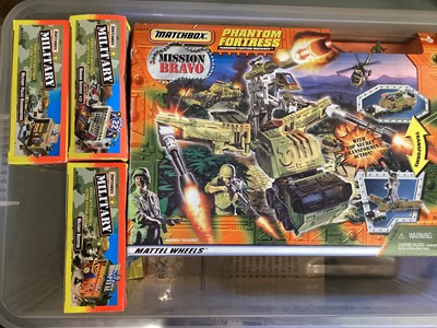 Lot 171 - Matchbox (c1998) Bravo Mission Phantom Fortess No.35976 (x2), plus Military Outpost Hangar 22 No.67210-1, Military Police Headquarters No.67210-2 & Military Hospital No.67210-3, all boxed (5...