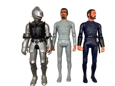 Lot Marx Toys vintage Knights & Viking Series 12" action figures including Silver Knight Sir Ronald No.2080 & Black Knight Sir Cedric No.2082 (x2) (3)