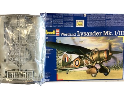 Lot 192 - Revell 1:32 scale Westland Lysander Mk.I/III No.04710, Revell Power Aces Action model kit including Slasher & HO Figures of 1920-1930, plus Tamiya 1:32 scale Chieftain Tank Mk.5 & 1:35 W...