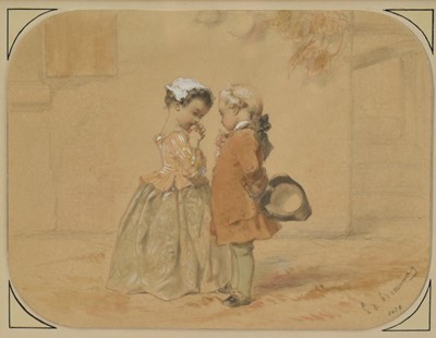 Lot 1435 - Charles Edward de Beaumont (1812-1888) watercolour - Courtship