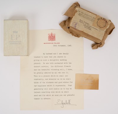 Lot 26 - The Wedding of HRH Princess Elizabeth to Prince Philip of Greece 1947, rare piece of wedding cake in box with original packaging